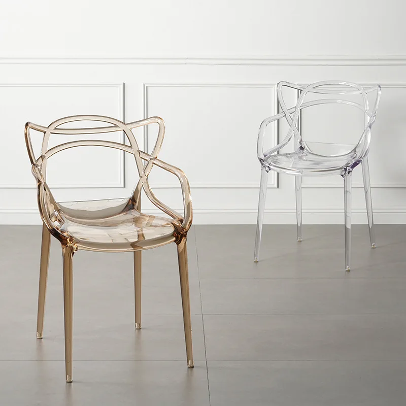 

Joylive Transparent Backrest Stool Modern And Simple Home Outdoor Creative Plastic Dining Table And Chairs