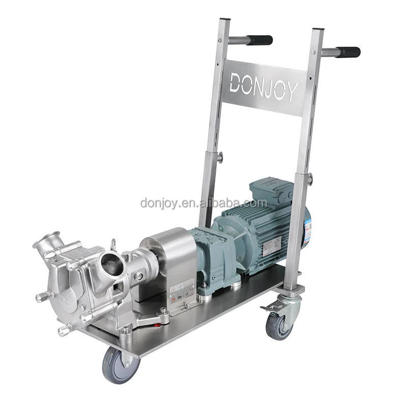 food grade liquid with particles transfer sanitary stainless steel 316L portable sine pump with VSD and mobile cart