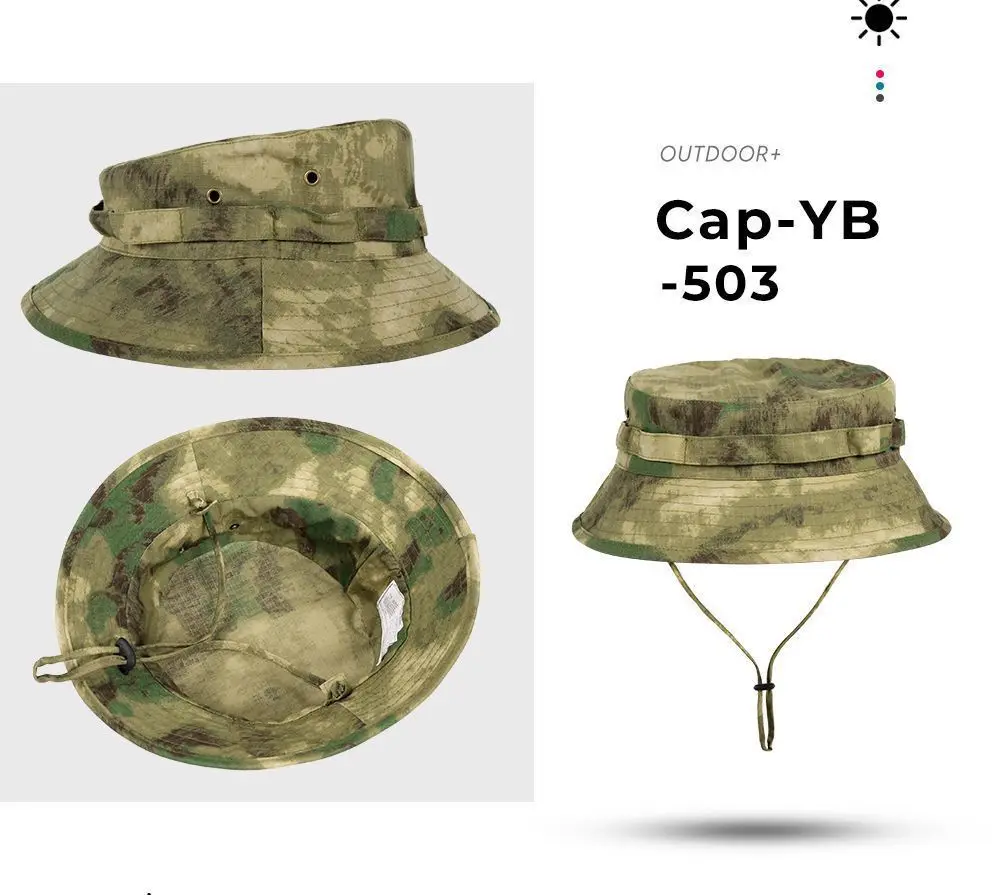 Herren Panama Hut Fischerhut Taktischer Sonnenschutz Tarnfarben Outdoor Reise Klettern Angeln Kappe Training Strand Herren Wanderhut – Detail 7