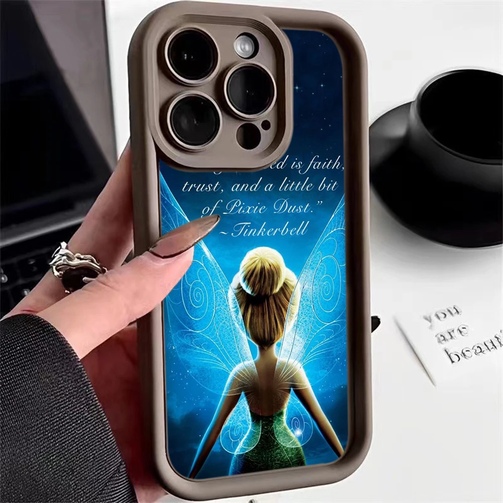 Custodia morbida in TPU per iPhone 11 12 13 14 15 Pro Max XR custodia Angel eye SS40 Disney Tinkerbell Princess Cover posteriore antiurto