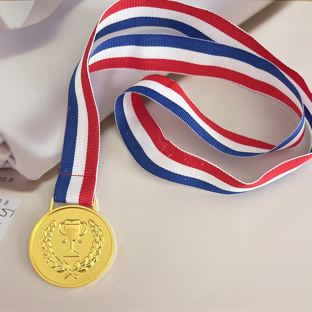 4.9cm Gold Medal Award Medals with Neck Ribbon Students Rewards Metal Winner Medals Competition Medals for Marathon Ball Games