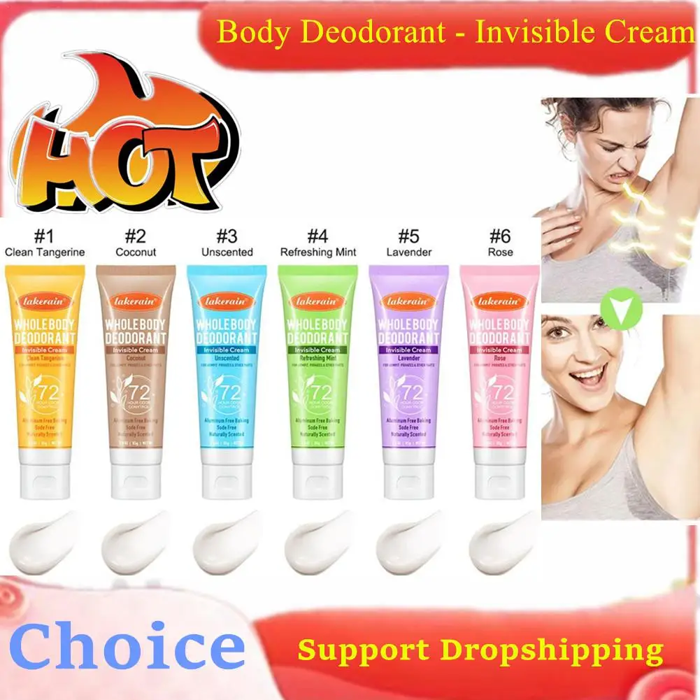 Whole Body Deodorant Long Lasting Odor Control Body Balm Underarm Deodorant Cream Rose Coconut Lavender Fragrance 85g