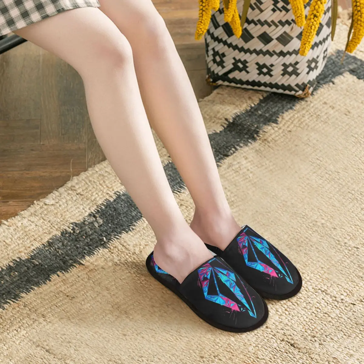 Custom Volcoms Logo House Slippers Women Cozy Memory Foam Slip On Spa Slipper Shoes