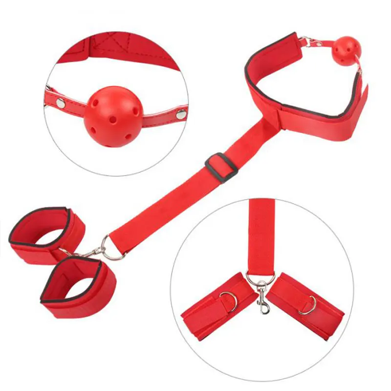 Bdsm Bondage Slave Collar Handcuffs & Ankle Cuffs Restraints Mouth Gag Adult Sex Toys For Couples Woman Fetish Accessories