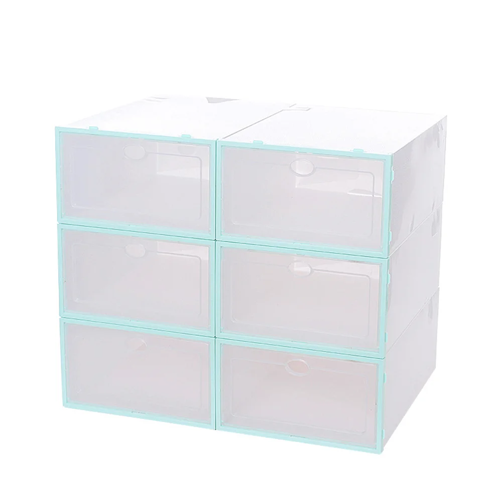 

6 PCS Rod Shoe Case Shoes Storage Bin Box Men and Women Clear Containers Cabinets