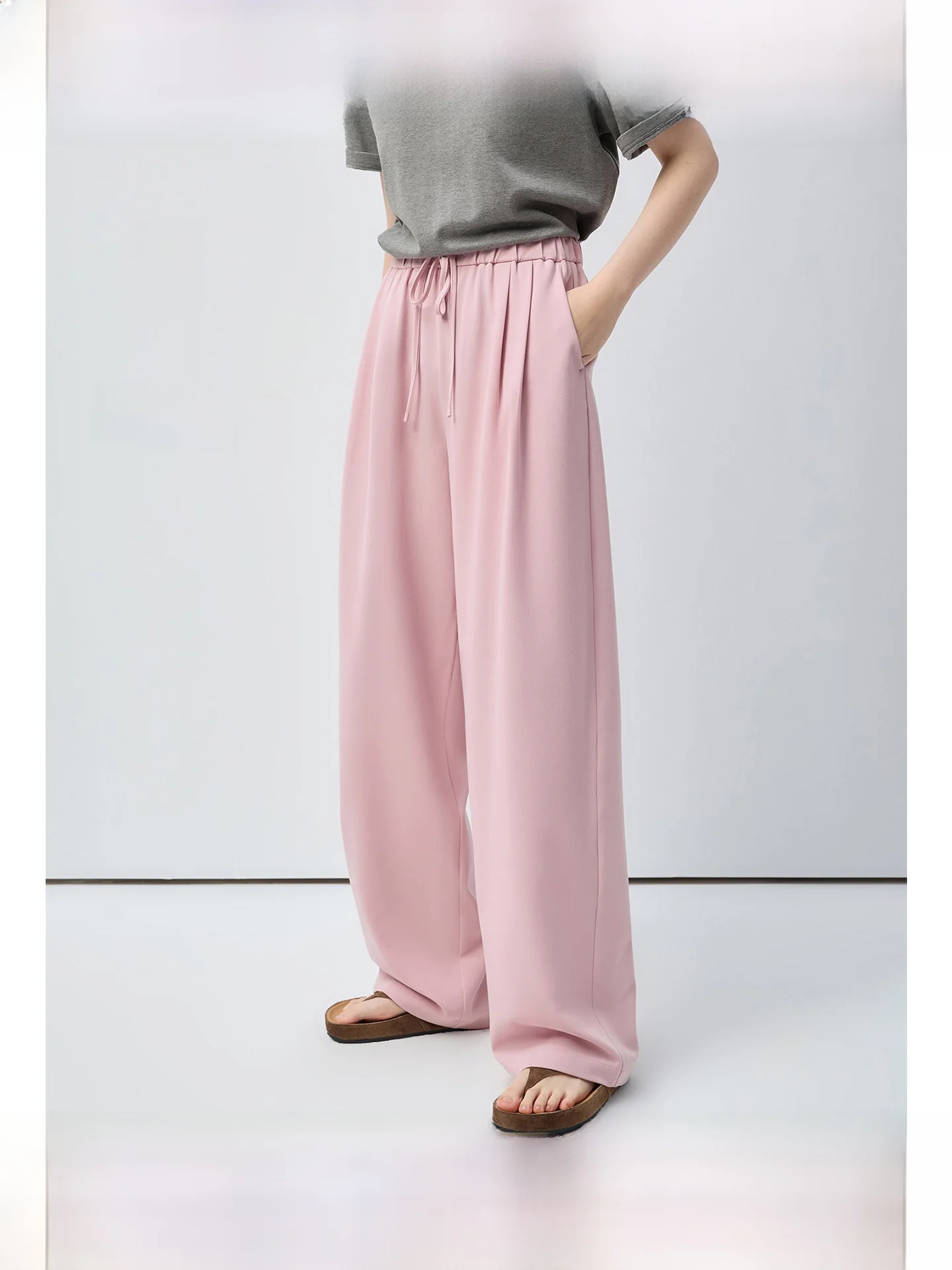 

Rui plus Size Women's Casual Pants Drapey Slimming Straight Leg Wide Leg Spring New Style for Plump Mm High Waist Trousers