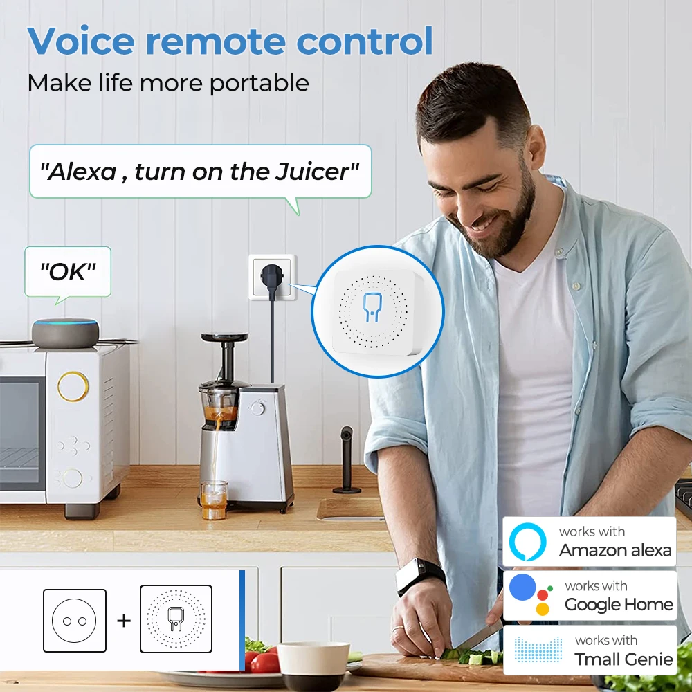 Tuya 스마트 홈 Wifi 스마트 스위치 전원 모니터 2 웨이 제어 타이머 미니 스위치 자동화 Alexa Google Yandex