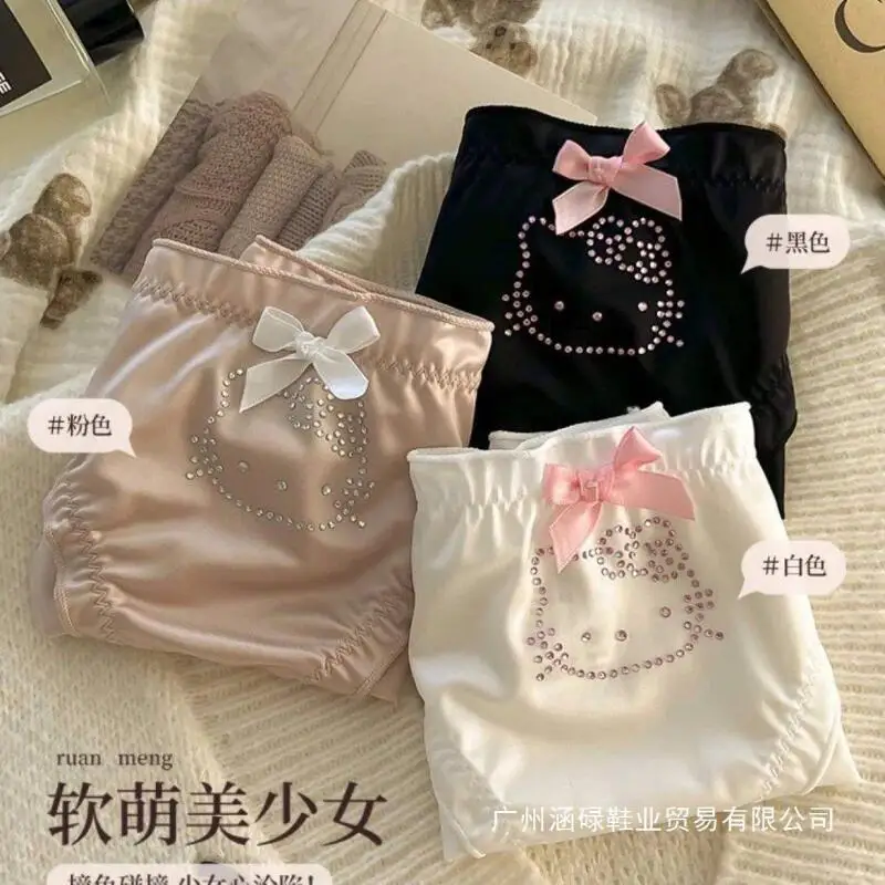 Sanrioed Cartoon Cinnamoroll Panties Kawaii Anime Shorts Underwear for Women Japanese Style Cotton Girls Student Stripe Cute