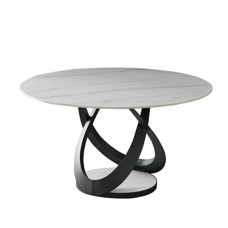 

Italian Minimalist Dining Table Modern Simple Round Marble Home Slate Turntable Dining Table