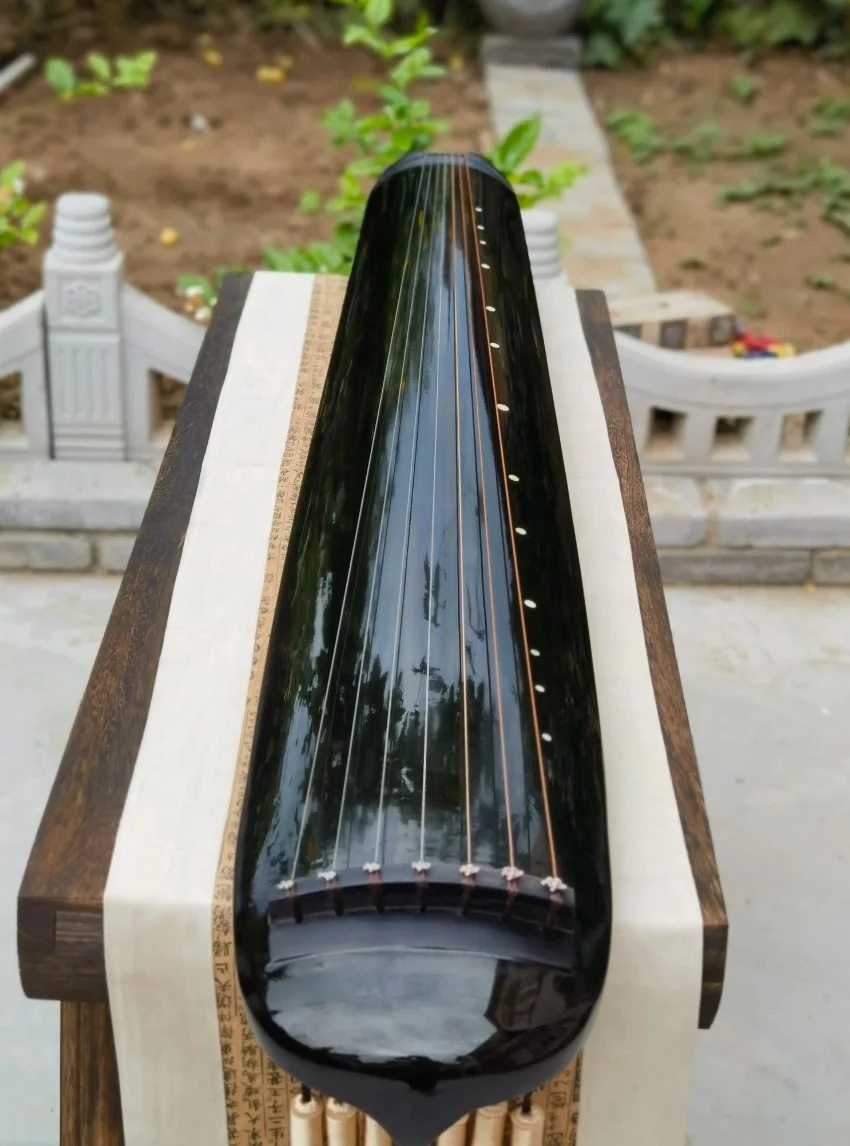 Hundun Style Black Guqin Raw Lacquer Chinese Traditional String Instrument