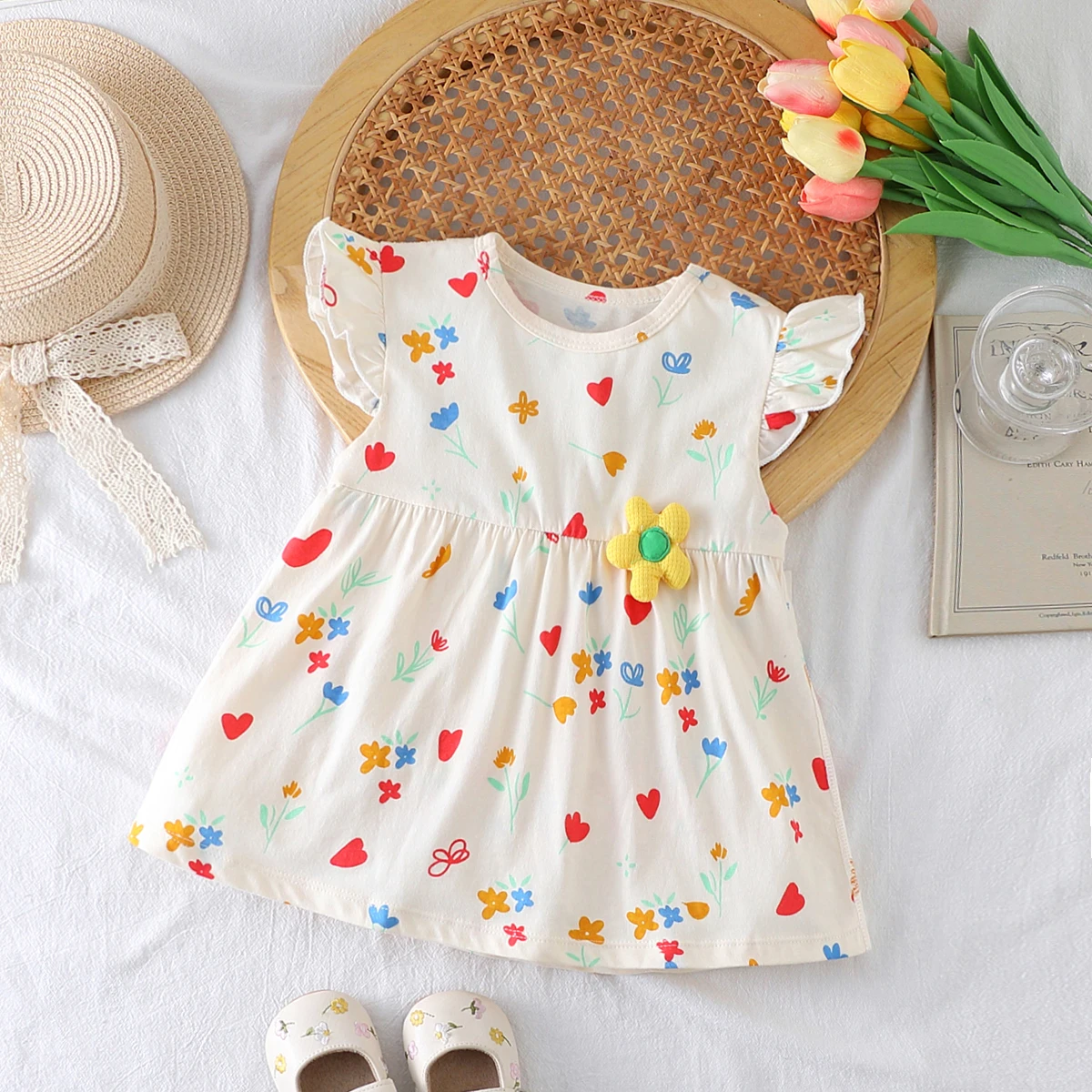 

Baby jumpsuit spring summer thin newborn jumpsuit skirt flower series triangle jumpsuit skirt