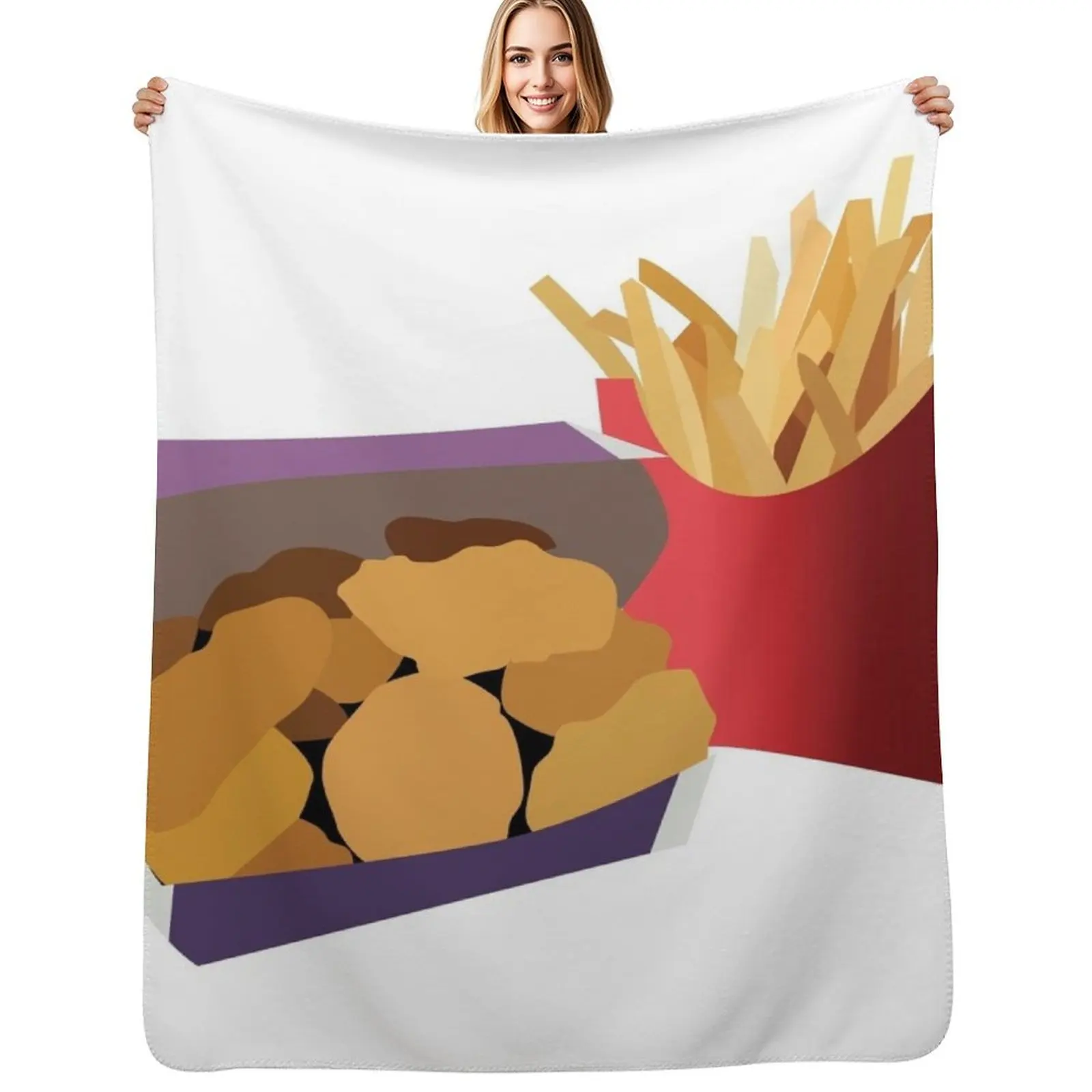 

Chicken Nuggets and Fries Throw Blanket Soft Plush Blanket as Housewarming Gift