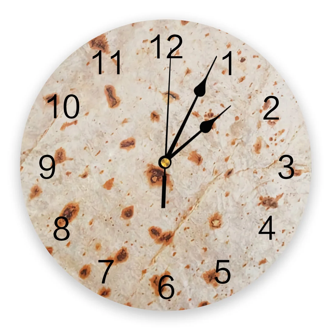 Pizza Tortilla Burrito Clock Living Room Home Decor Large Round Wall Clock Mute Quartz Table Clock Bedroom Decoration Wall Watch