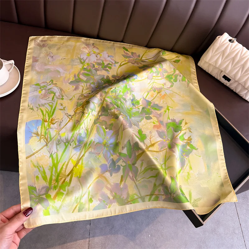 New Silk Scarf Neckerchief Women's Silk Square Scarf Luxury Summer Headband Lady Designer Silk Head Scarf Hair Band Tie Ribbon