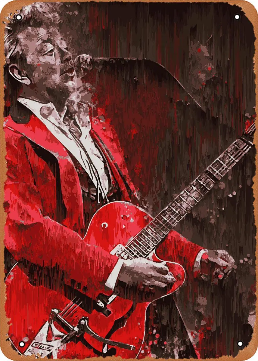 Legendary Guitarist Brian Setzer Metal Tin Sign Poster Vintage Art Wall Decor 12 x 8 inch