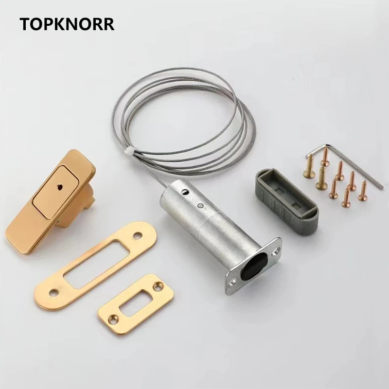 Invisible Magnetic Automatic Wooden Door Sub-mother Door Hidden Pin Door Bolt One Press to Open Folding Door Pin Lock