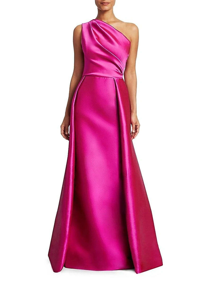 Royal Blue Evening Dresses Sleeveless One Shoulder Satin with Overskirt Prom Formal Gowns Robe De Soiree Abendkleider