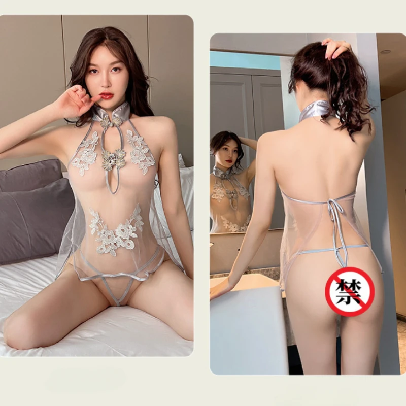 Sexy and Seductive Pajamas Exposed Breasts Transparent Underwear Lace Pajamas Provocative and Passionate Sets