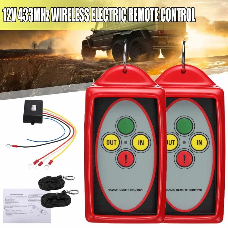 12V-24V 433Mhz Digital Wireless Winches Remote Control Recovery Kit For Jeep SUV Off-Roads Trucks