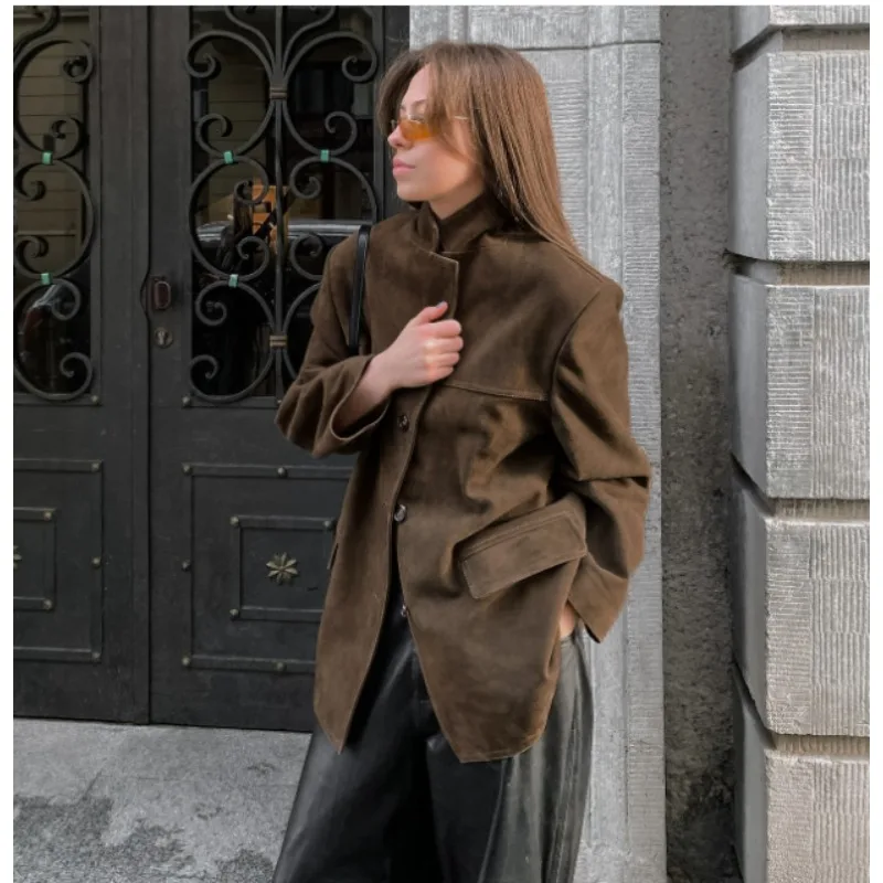 

Женская одежда. Самая продаваемая однотонная замшевая куртка в западном стиле для женщин на Amazon в Европе и Америке. Новый костюм Майяра.