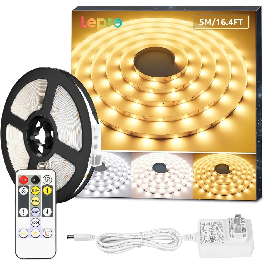 

LED Tunable White Strip Light Warm to Cool White 16.4ft Dimmable Bright LED Tape Lights 300 LEDs 2835 Strong Adhesive Not Cutt
