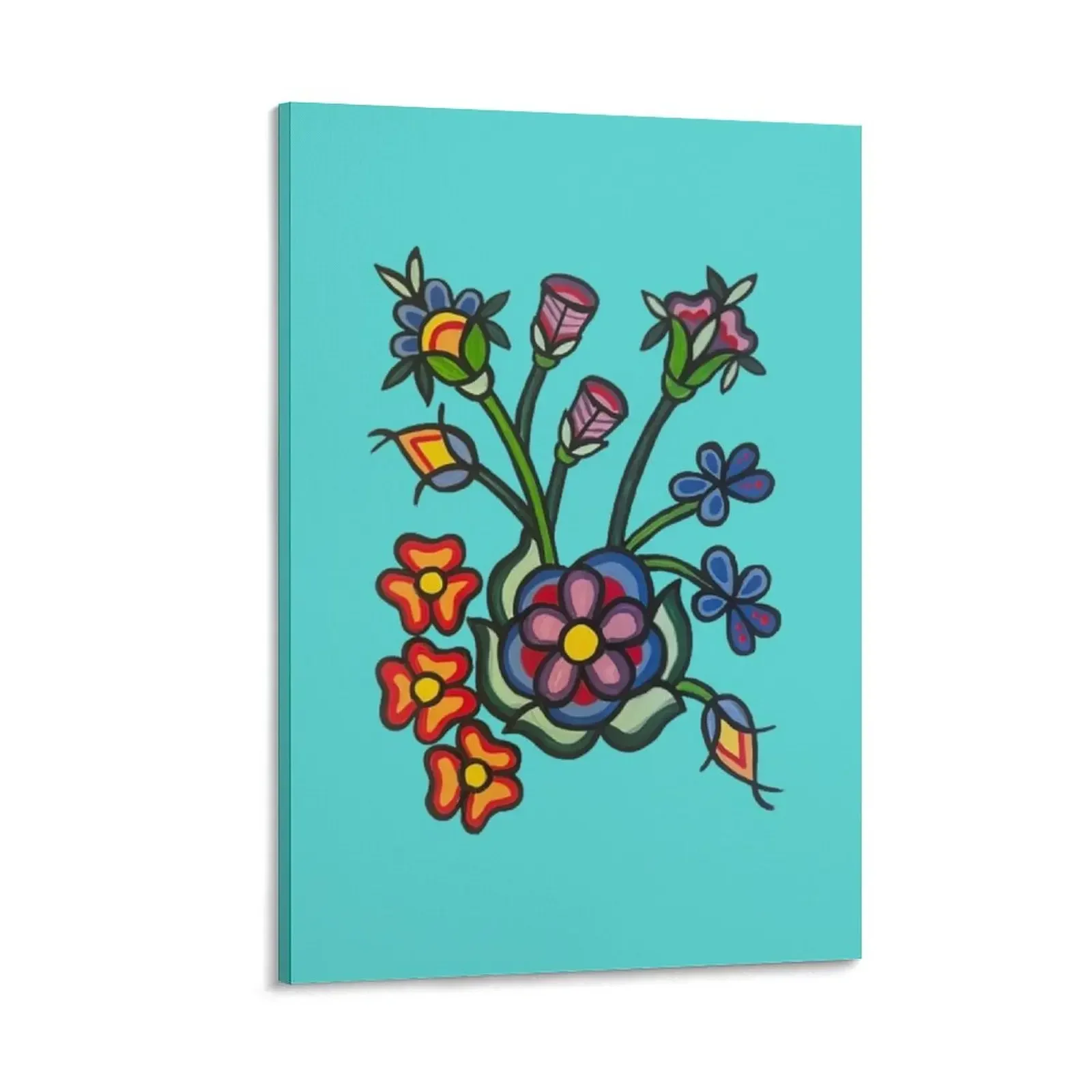 

Happiness Blooms on aqua blue Canvas Painting room decoration accessories wall decor art room decorations aesthetic
