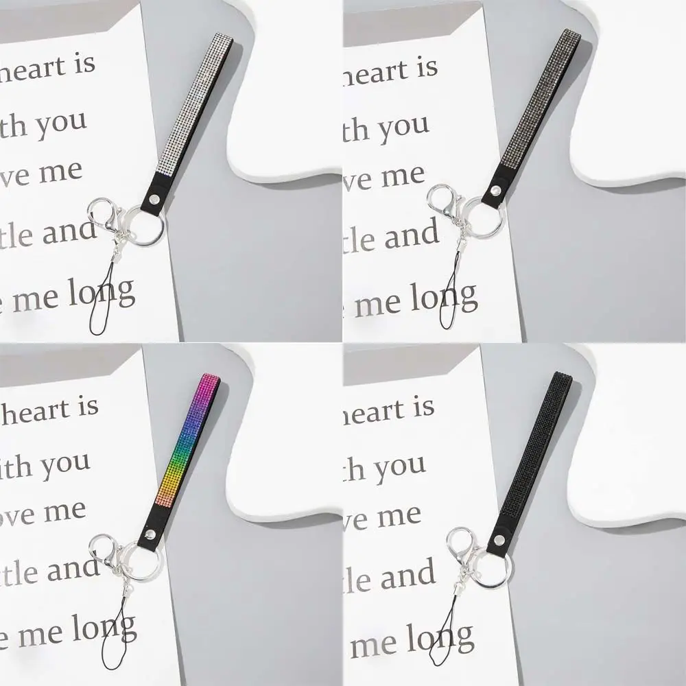 

Ремешок-шнурок для телефона с яркими стразами, короткий, с креплением на запястье, аксессуар для мобильного телефона, брелок-шнурок