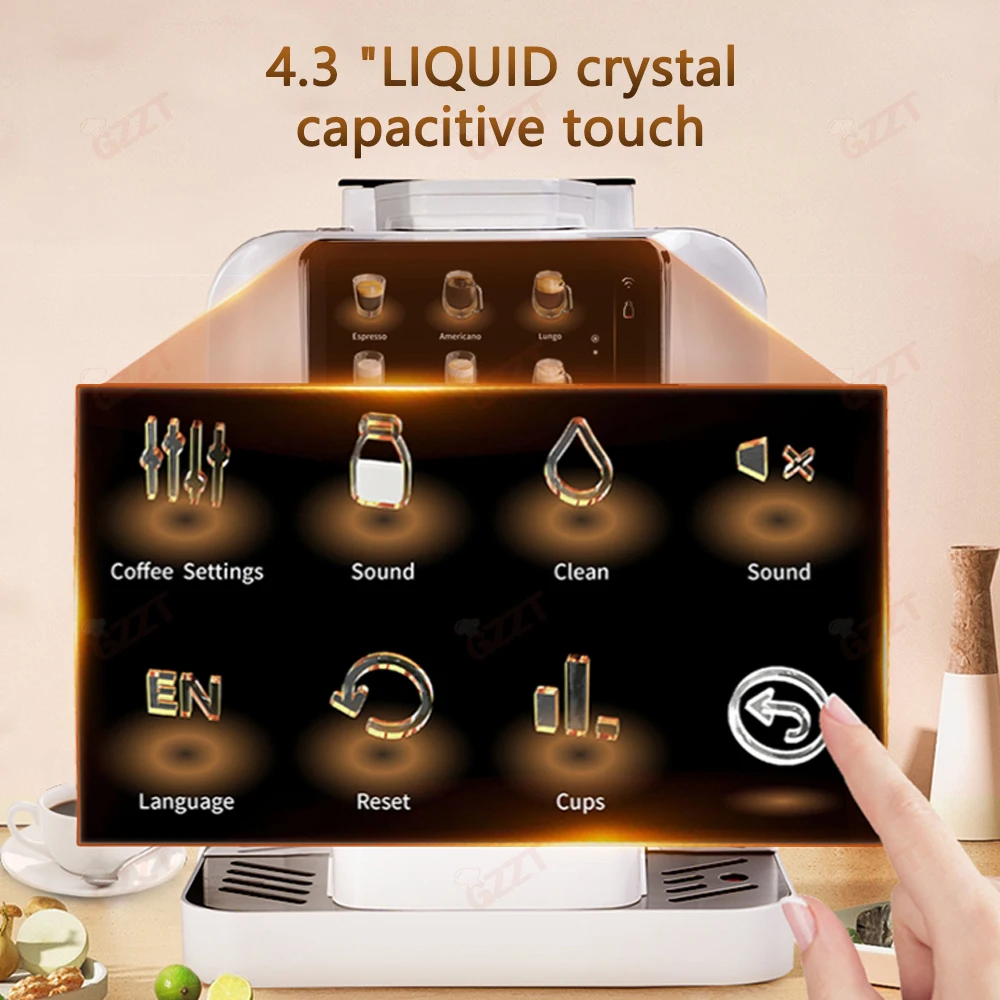 GZZT Fully Automatic Coffee Machine Electronic Refrigeration Fresh Milk Tank PID Temperature Control WiFi Mobile Phone Control