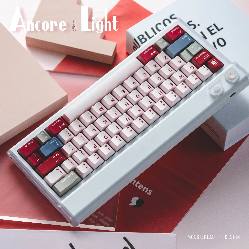 Ancore Light Keycaps Set PBT Artisan Cherry Proflie Monument Valley Pink Soft-glow KeyCaps Aksesori Game Keyboard Mekanis