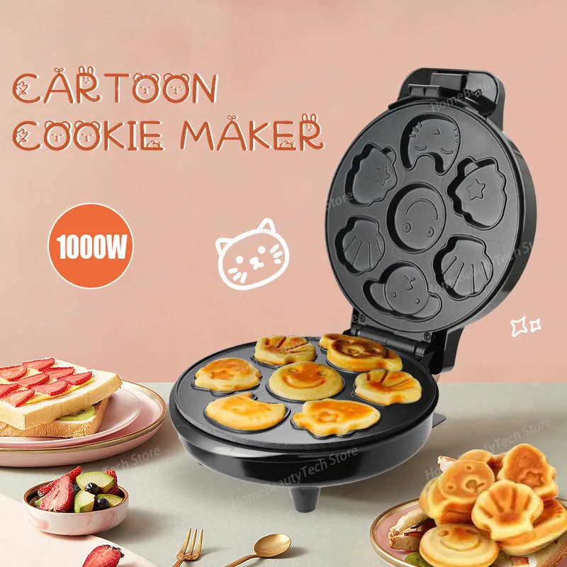Children's Cartoon Cake Machine, Household 1000W Double-sided Heating Electric Griddle for Baking Bread and Cookies waffle maker