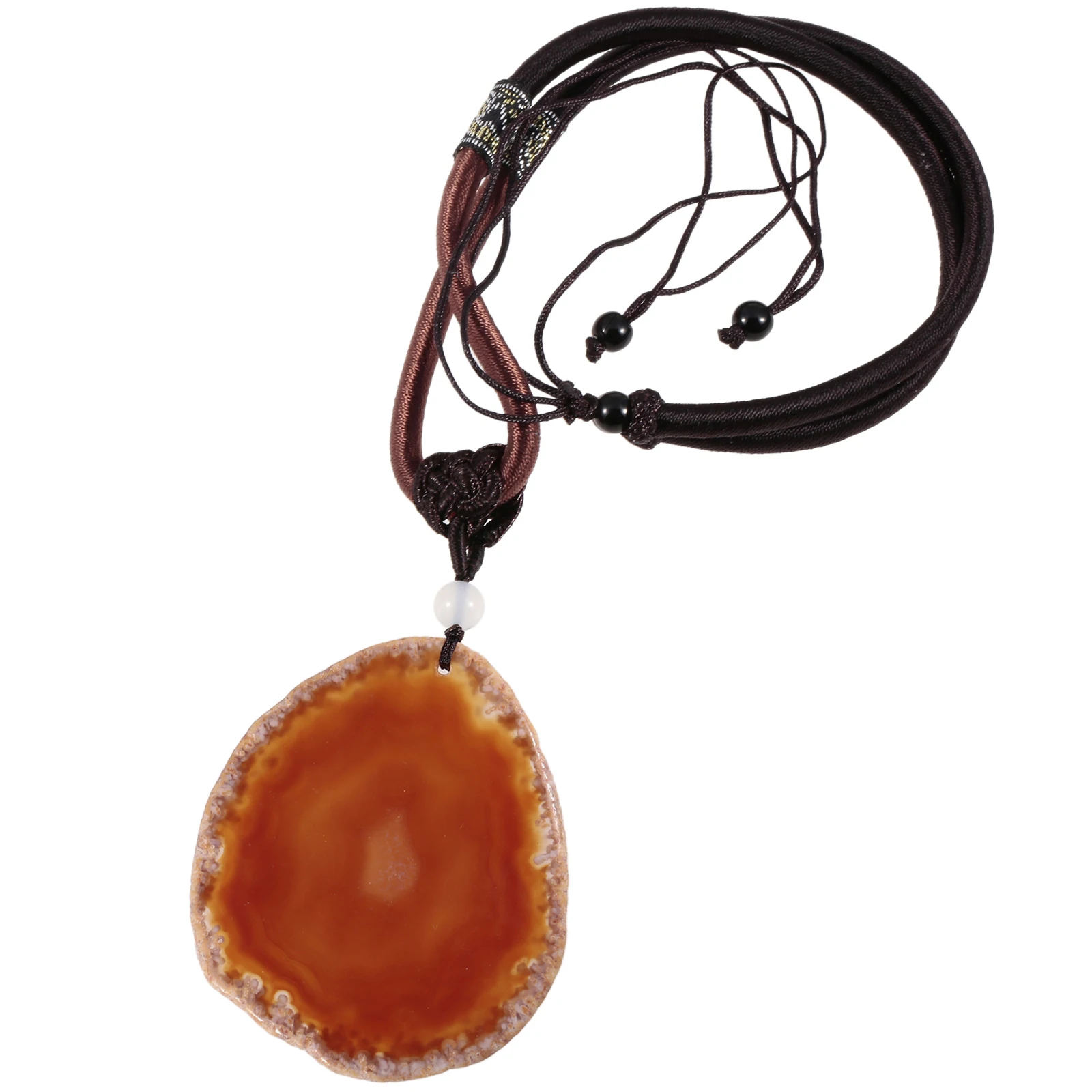 

Irregular Agate Slice Pendant Necklace Lucky Amulet Healing Crystal Stone With Nylon Cord Adjustable Jewelry For Women Men