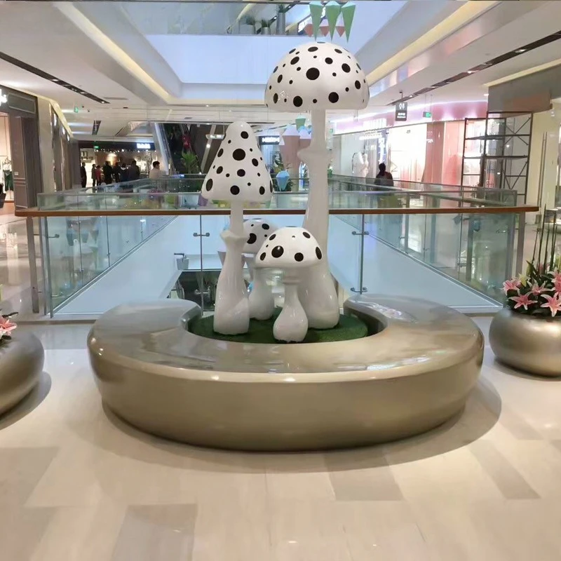 FRP beautiful plants, sculpture leisure seats, mushroom flower pots