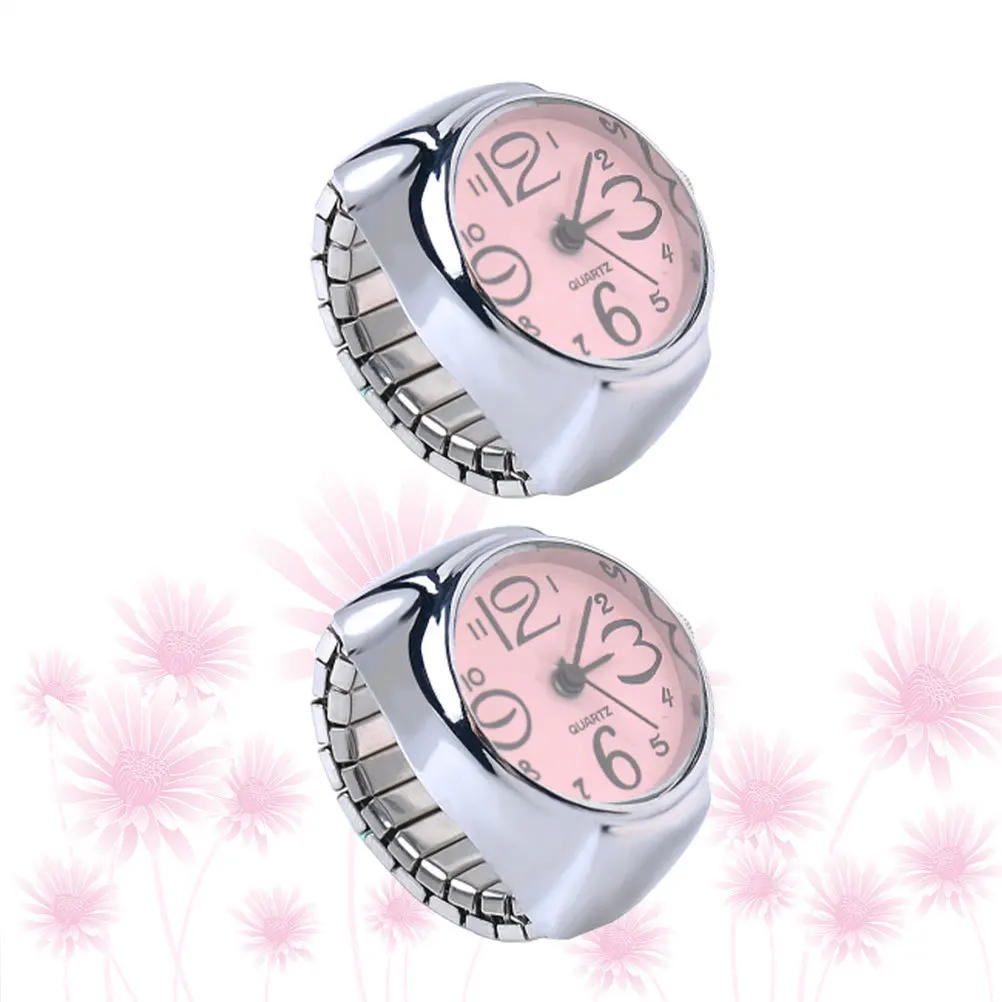 2 قطعة ساعات الزوجين عدد كبير عرض كوارتز صغير للنساء هدية فريدة من نوعها ساعة خاتم للنساء ساعة حلقة صغيرة #3