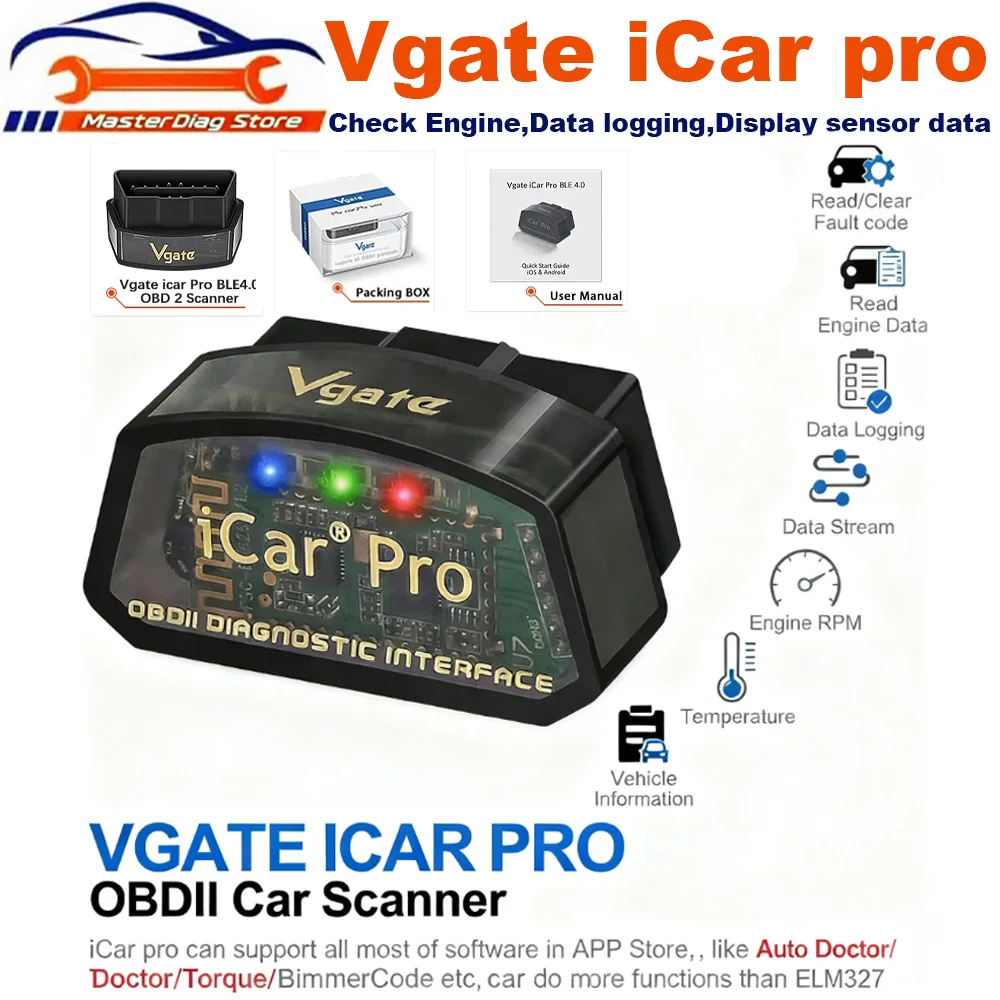 

Vgate iCar Pro Elm327 Bluetooth OBD2 V2.1 Elm 327 V2.1 Android Adapter Car Scanner OBD 2 Auto Diagnostic Tool Scanner iCar2