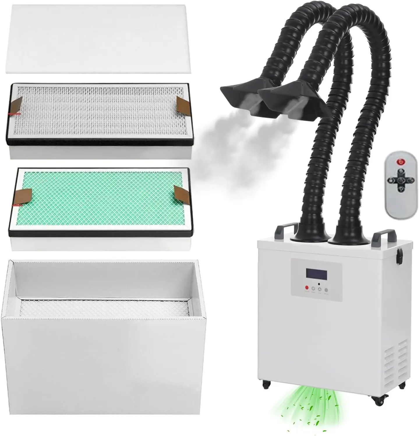 220W Solder Fume Extractor with Double Tube Smoke Prevention Absorber Working Fan for Soldering for Laser Engraving wood Cutting