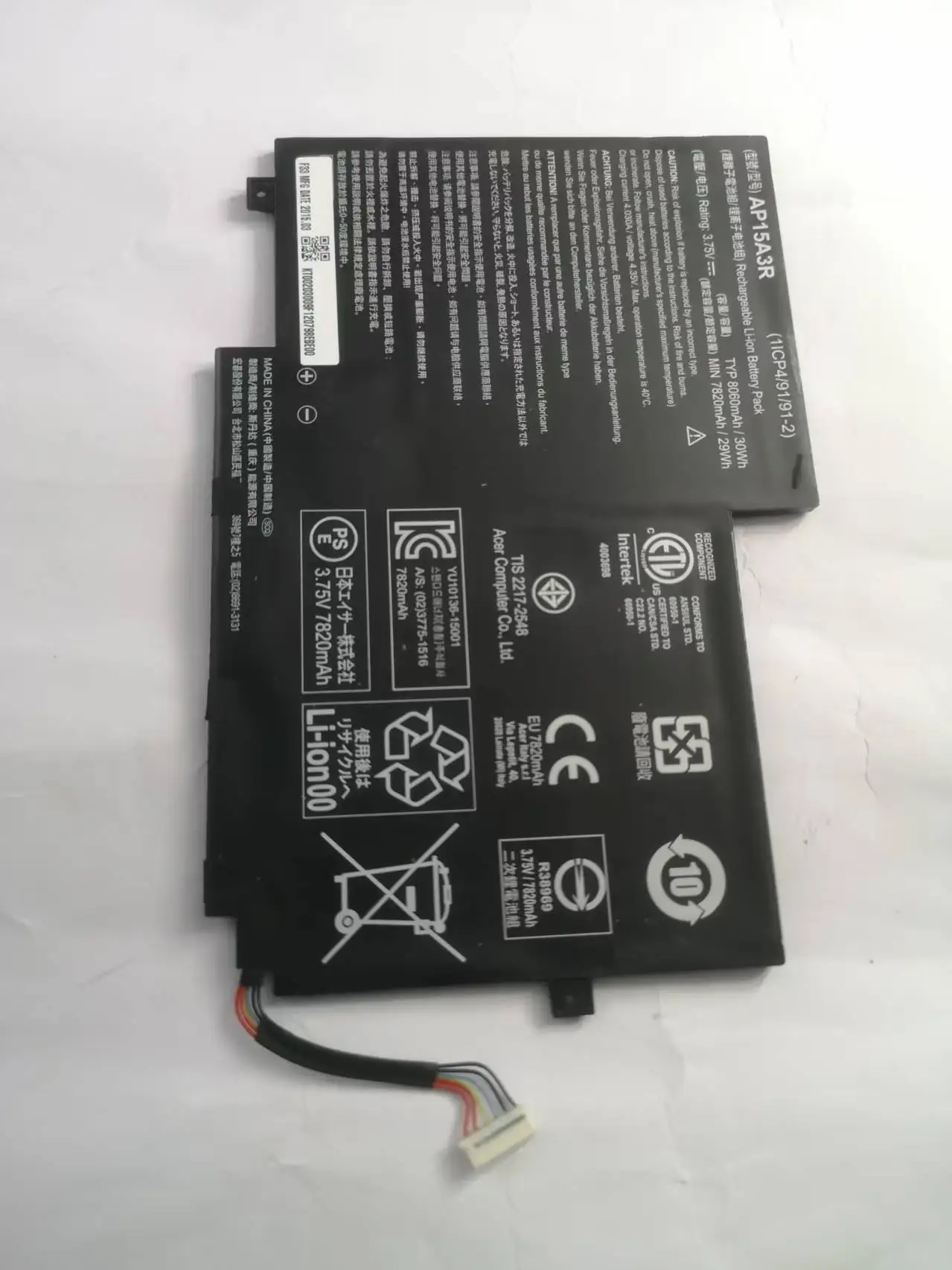 AP15A3R AP15A8R Laptop Battery For Acer Aspire Switch 10E SW3-013P Series AP15A3R 3.75V 30WH 8000mAh