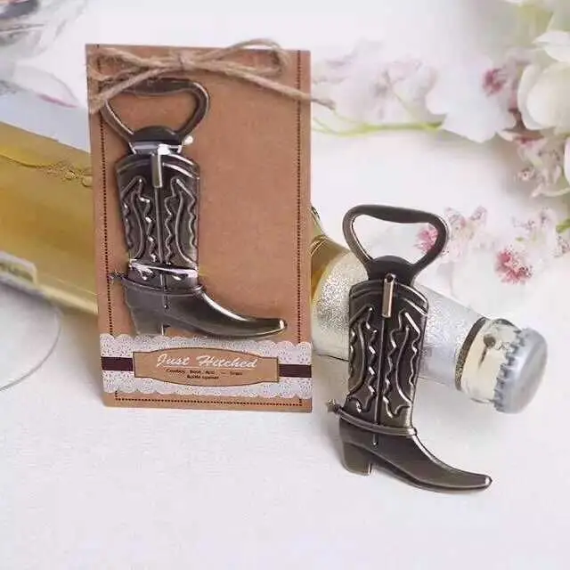 Free shipping 20pcs/lot Wedding Small Gift Alloy Cowboy Boots Beer Bottle Opener Shoes Wine Bottle Openeers Kitchen favors