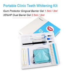 Dentist Clinic Teeth Whitening Kit 35%HP Dual Barrel Gel Syringe Tooth Bleach Whitener Gum Dam Protector Gingival Barrier Gel