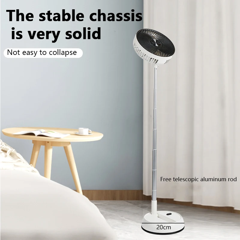 New Portable Foldable Standing Fan,Rechargeable Battery Operated USB Floor Table Desk Fan with Remote, for Bedroom Office Campi