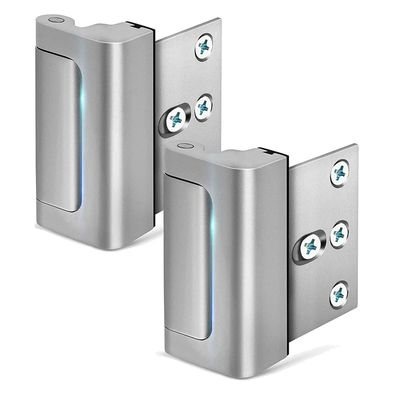 Safety Door Lock, Child Proof Door Reinforcement Lock, with 3 Inch Stop, Can Withstand 800 Pounds (Silver-2 Bag)