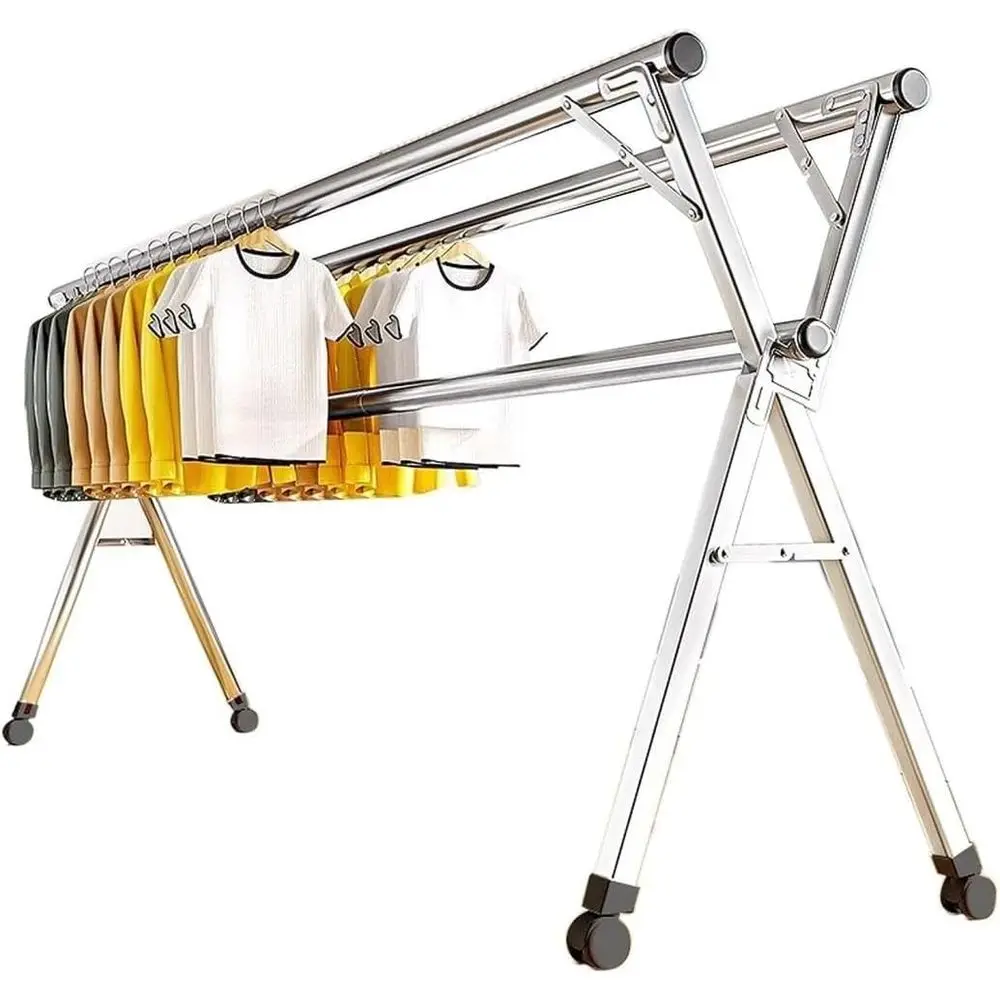 

Adjustable Folding Indoor Clothes Drying Rack for Laundry, Versatile Garment Hanging Stand