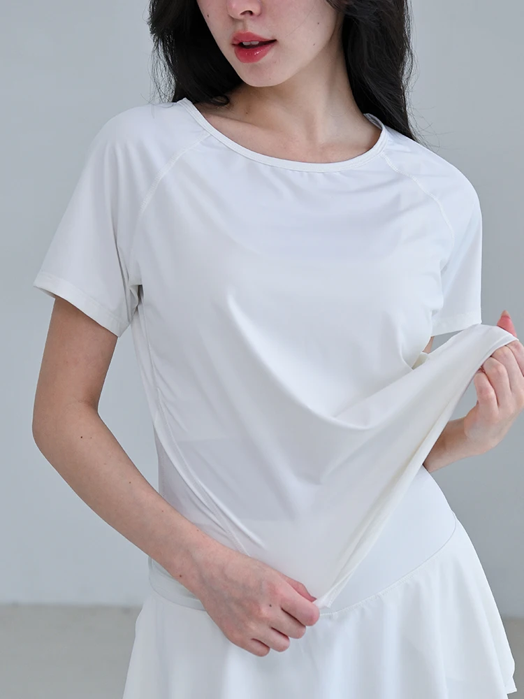 Gym Top Women's Short-Sleeved Breathable Sports T-Shirt Training Style Running Loose Summer Solid Color Sexy Yoga Wear