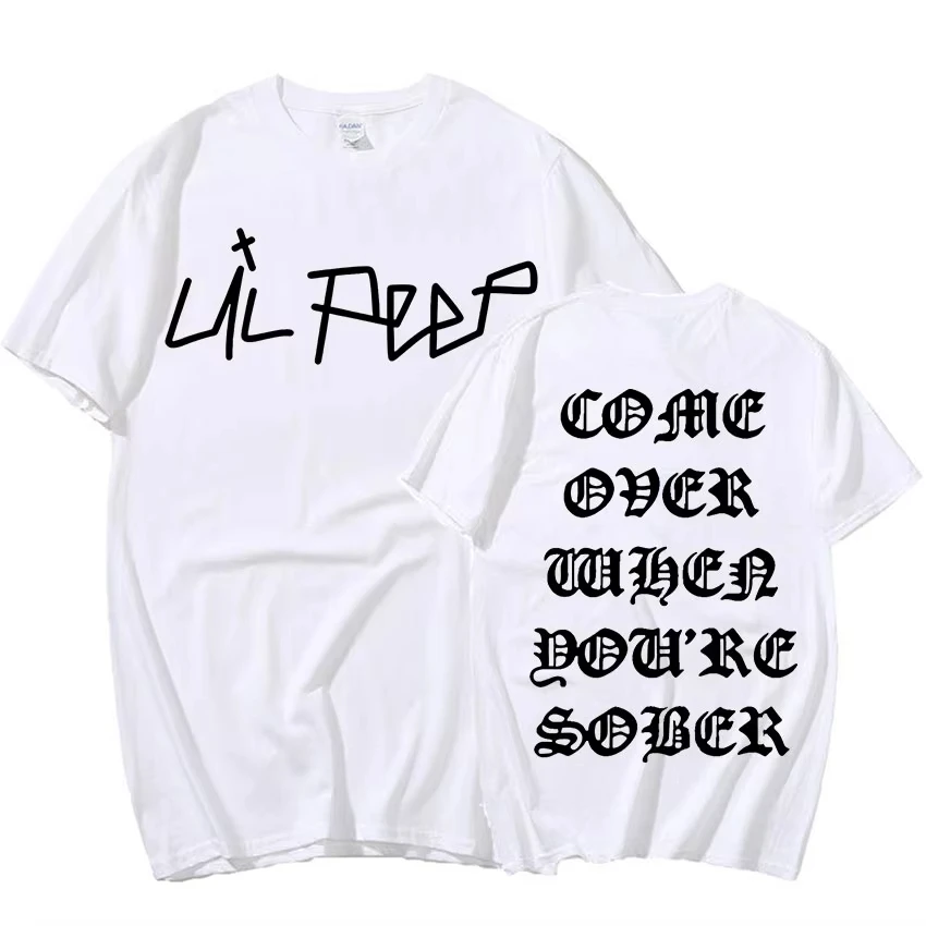 Rapper Lil Peep Come Over When You're Sober Tour Concert Print Tee Shirt Men Hip Hop Fashion Oversized T-shirts Streetwear