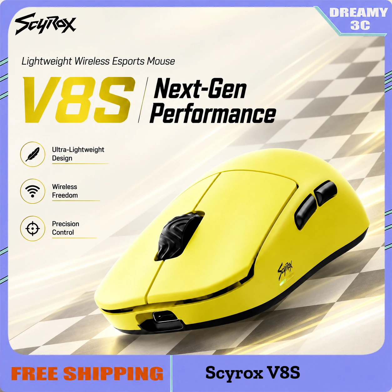 Scyrox V8S V8 Lightweight 36g Wireless Gaming Mouse 8K PAW NEXT ONE Tri Mode Ergonomic FPS Esports Mouse Peripherals