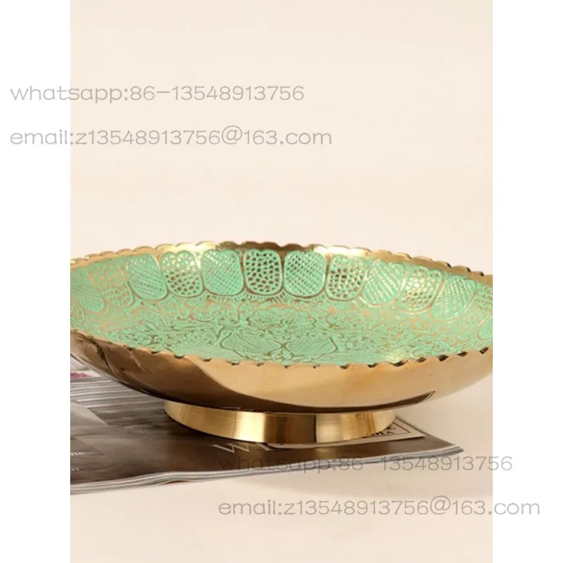 Nordic American handmade brass fruit plate, high-end luxury entrance key storage plate, coffee table decoration