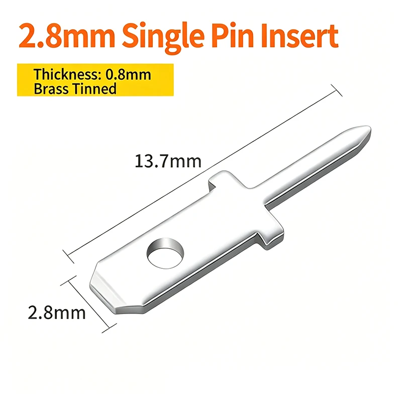 100PCS 2.8/4.8/6.3mm PCB Terminal Block Assortment Kit, Brass Soldering Connectors, 0.8mm Board Thickness for Circuit Board