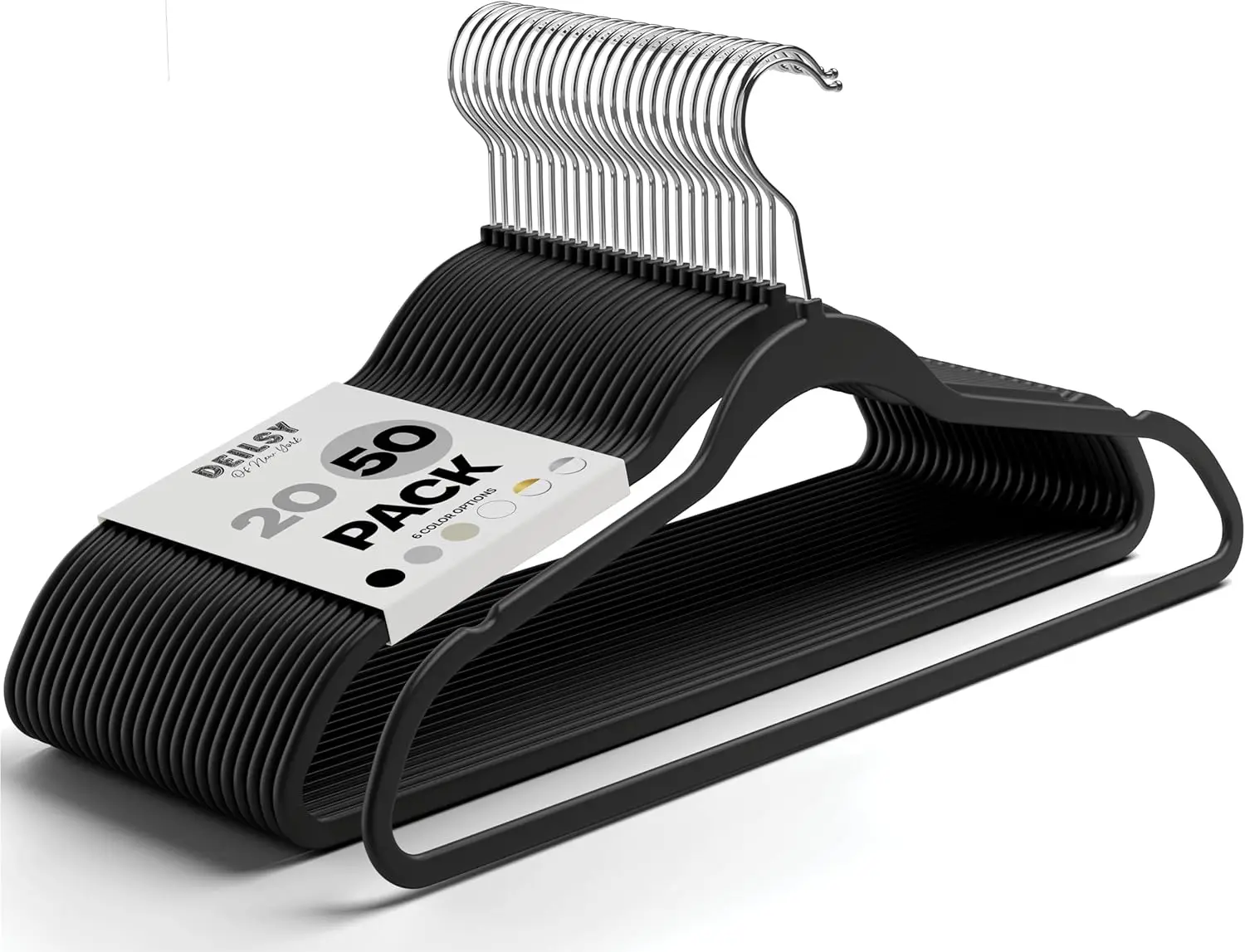 

™ Черные вешалки, 50 штук - тонкие, компактные, экономящие место, пластиковые вешалки, не велюровые, для организации хранения в шкафу.