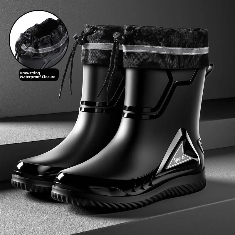 

Waterproof Breathable Lightweight Thickened Mid-Calf Men's Outdoor Hiking Boots Shoe Covers Anti-Slip Deodorant Rain Shoes