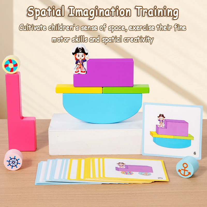 子供木製ブランスブロックスタッキングゲームモンテッソーリ論理的思考空間チャレンジ楽しいスタックタワーマッチング脳教育玩具