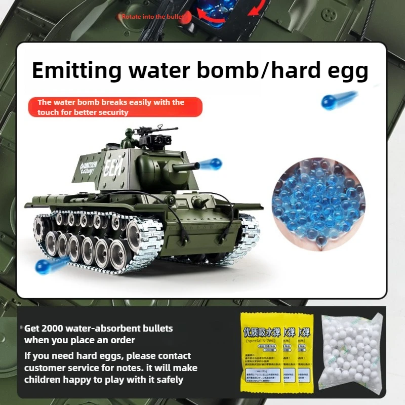 かわいいモデルタンク面白いギフトアップグレード1:18合金ソビエトKV-1 Rc戦車モデル、水発射おもちゃ戦車、男の子向けおもちゃ、ロボットシャーシ